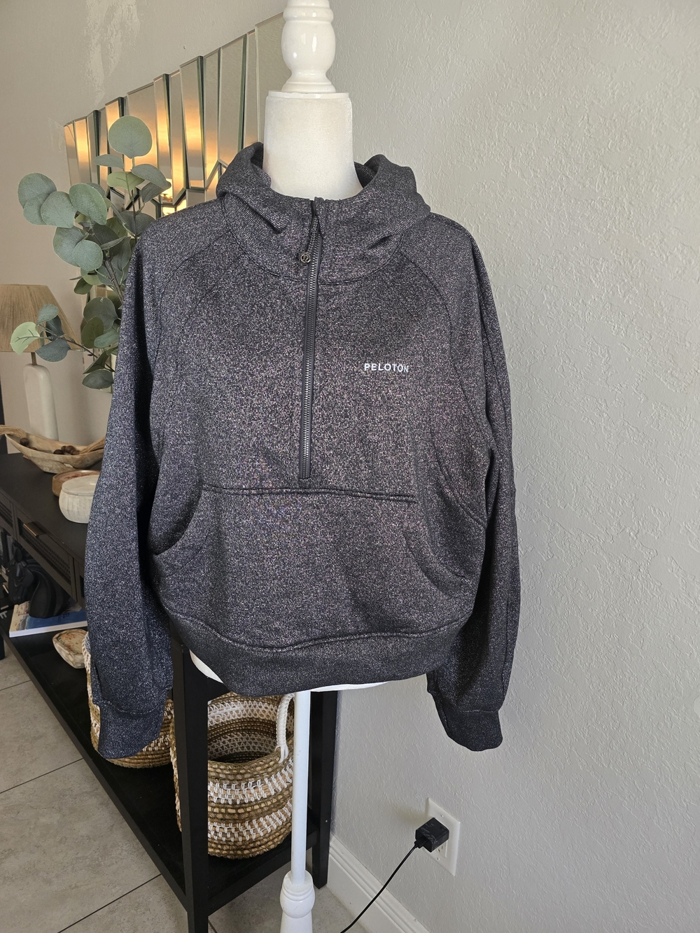 Peloton X Lululemon Scuba Oversized Half Zip Black And Silver Spark Hoodie M/L